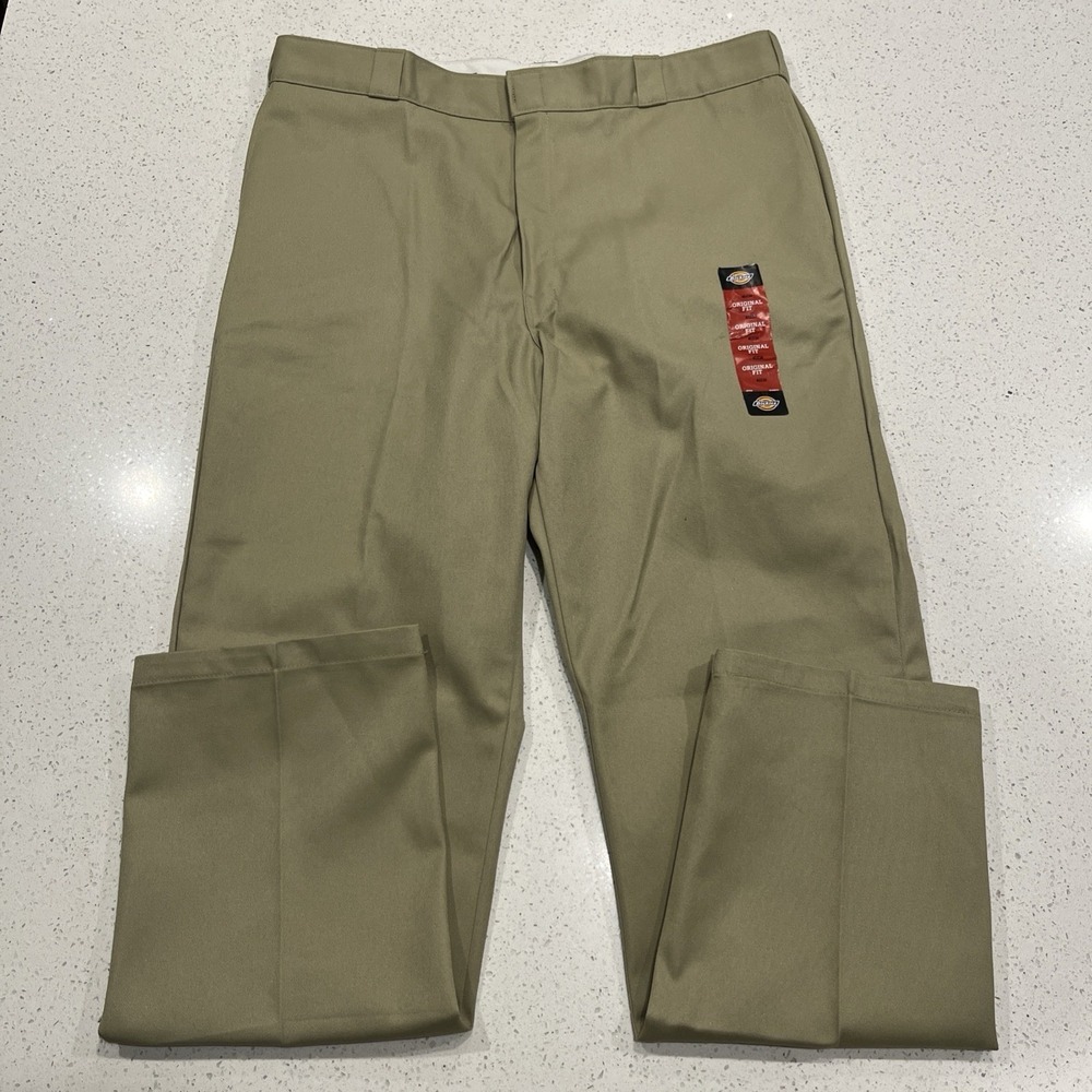 DICKIES MENS 874 ORIGINAL FIT WORK PANTS STRAIGHT LEG UNIFORM Khaki 40 X 34 NWT